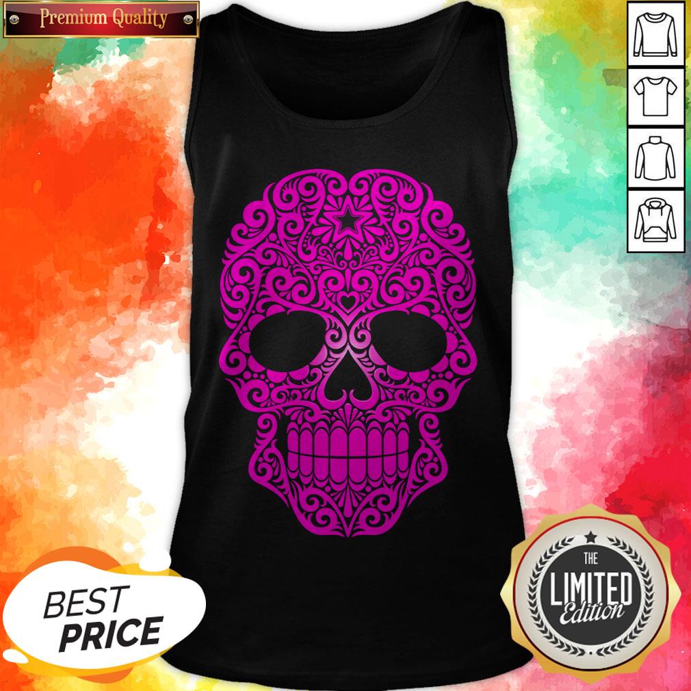 Pink Swirling Sugar Skull Day Of The Dead Shirt