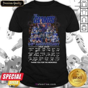 Top The Giants 95th Anniversary Thank You For The Memories Signatures Shirt