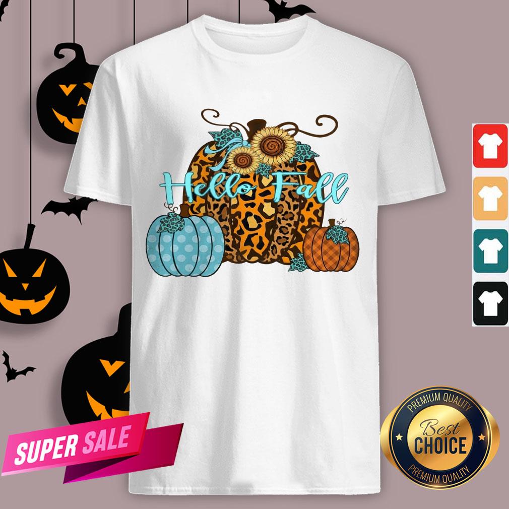 Pumpkin Hello Fall Mini Cheetah Flower Halloween Classic T-Shirt