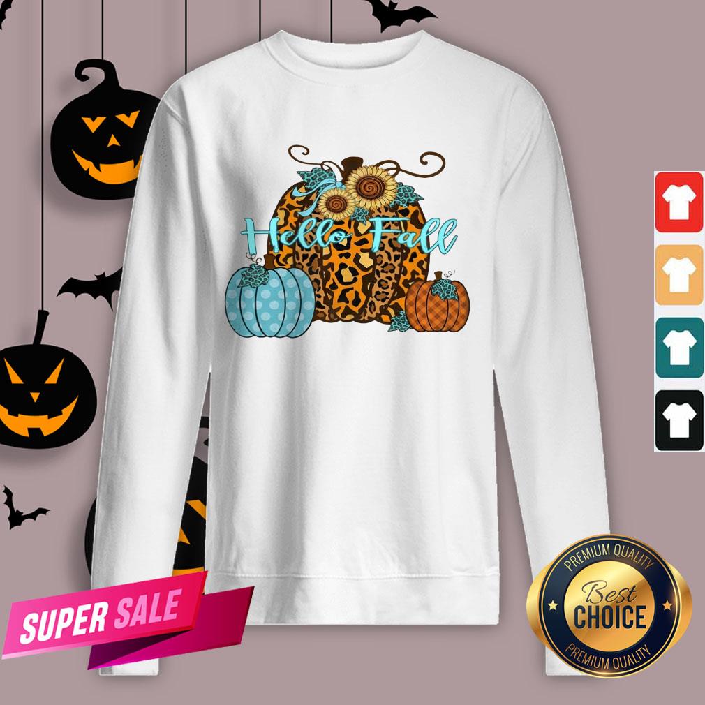 Pumpkin Hello Fall Mini Cheetah Flower Halloween Classic T-Shirt