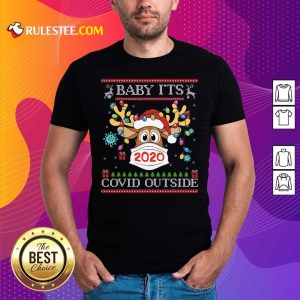 Top Baby It’s Covid Outside Reindeer Wear Mask 2020 Lights Christmas Shirt