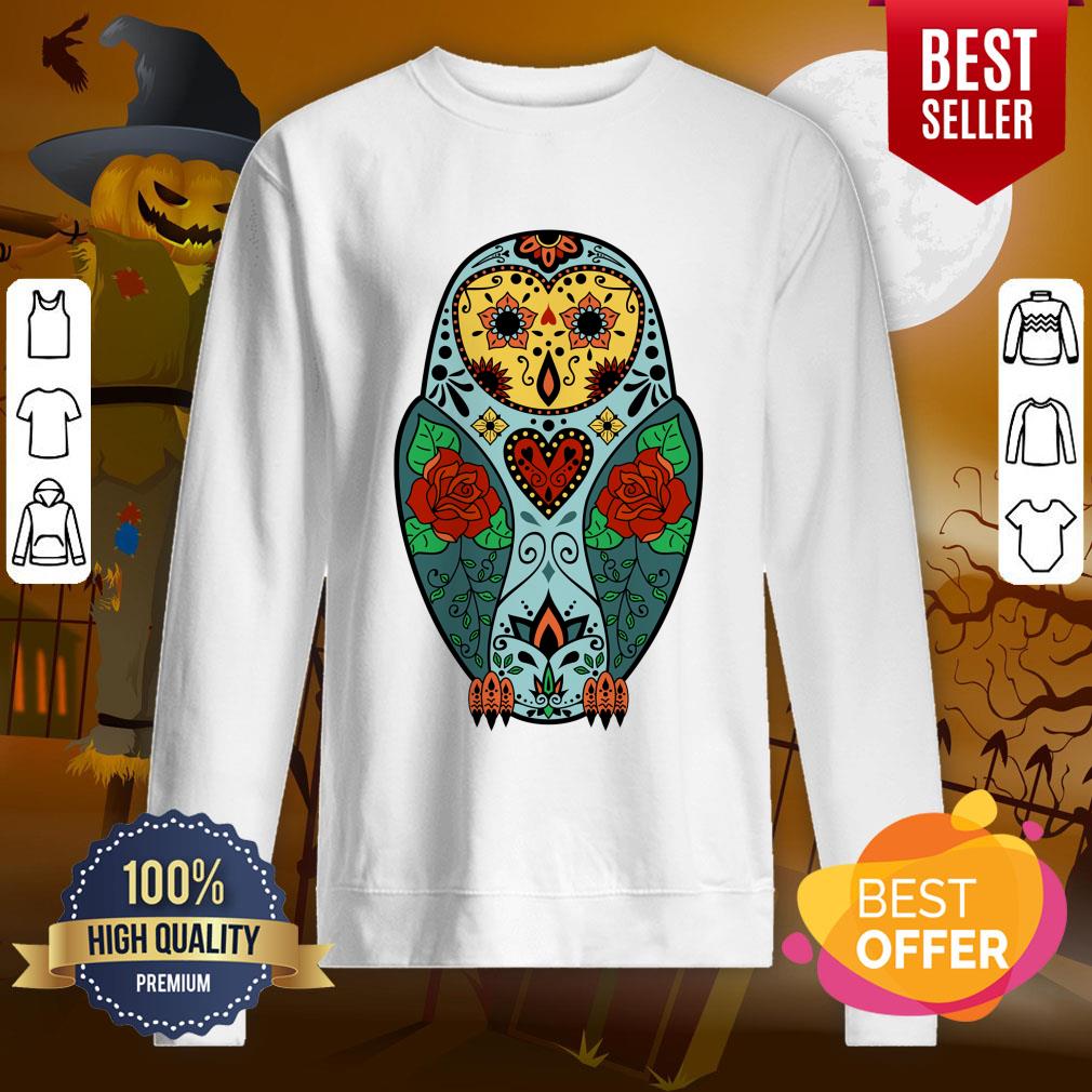 Sugar Skull Barn Owl Day Of The Dead Shirt