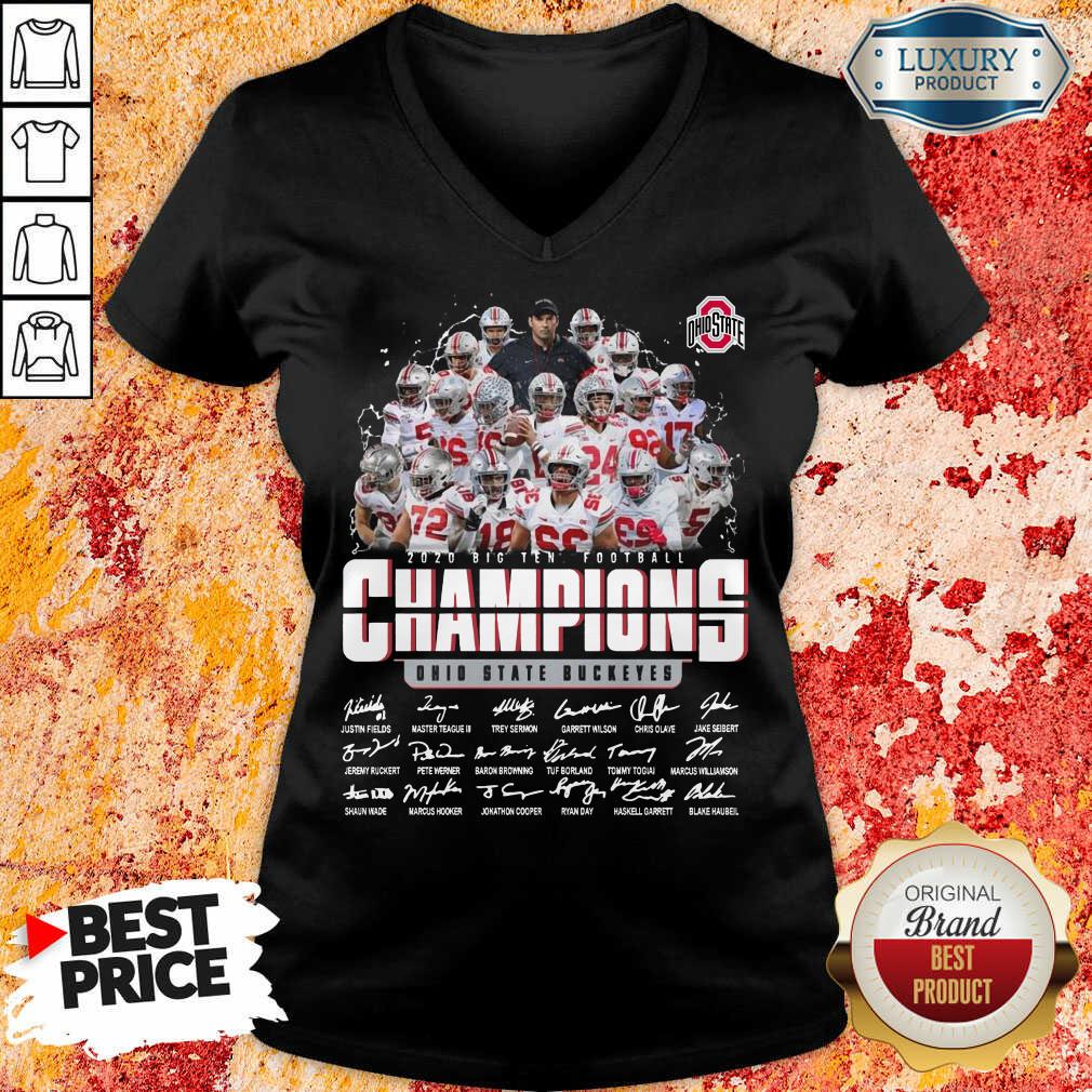 Terrified Ohio State 2020 Champions Player 4 Signatures Shirt