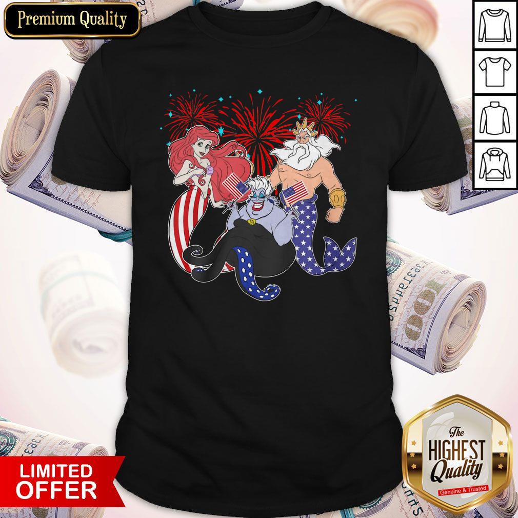 The Little Mermaid Happy The 4th Of July American Flag Independence Day Shirt