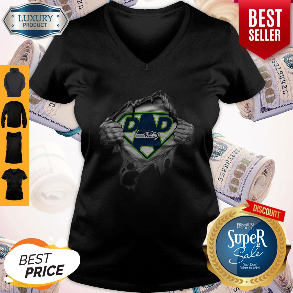 Top Blood Inside Me Dad Seattle Seahawks Logo Shirt