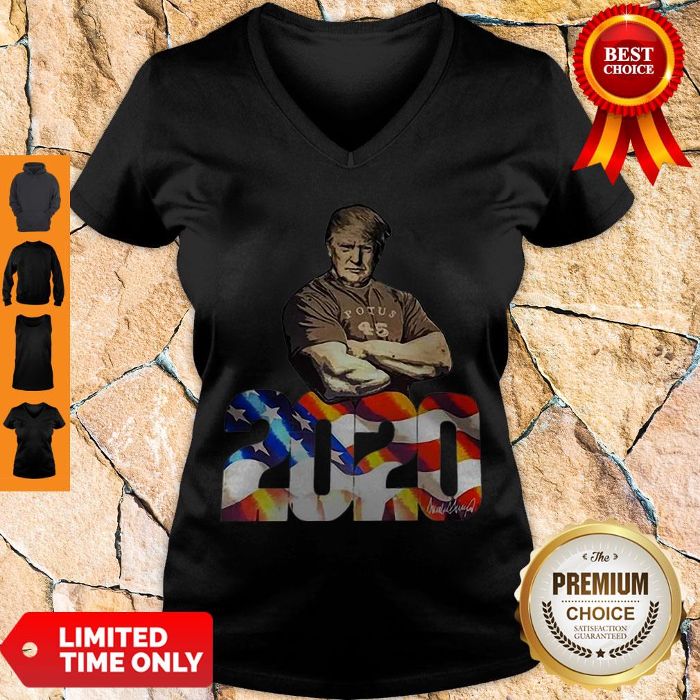 Top Donald Trump Potus 45 2020 Signature American Flag Shirt