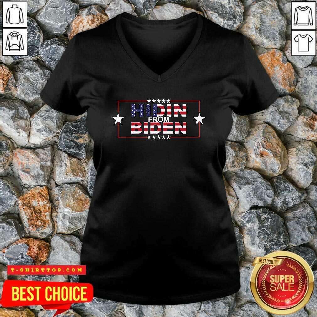 Top Hidin From Biden American Flag Shirt