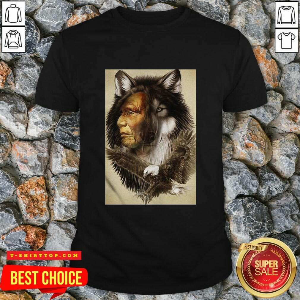 Top Native American Indian Wolf Eagle Shirt