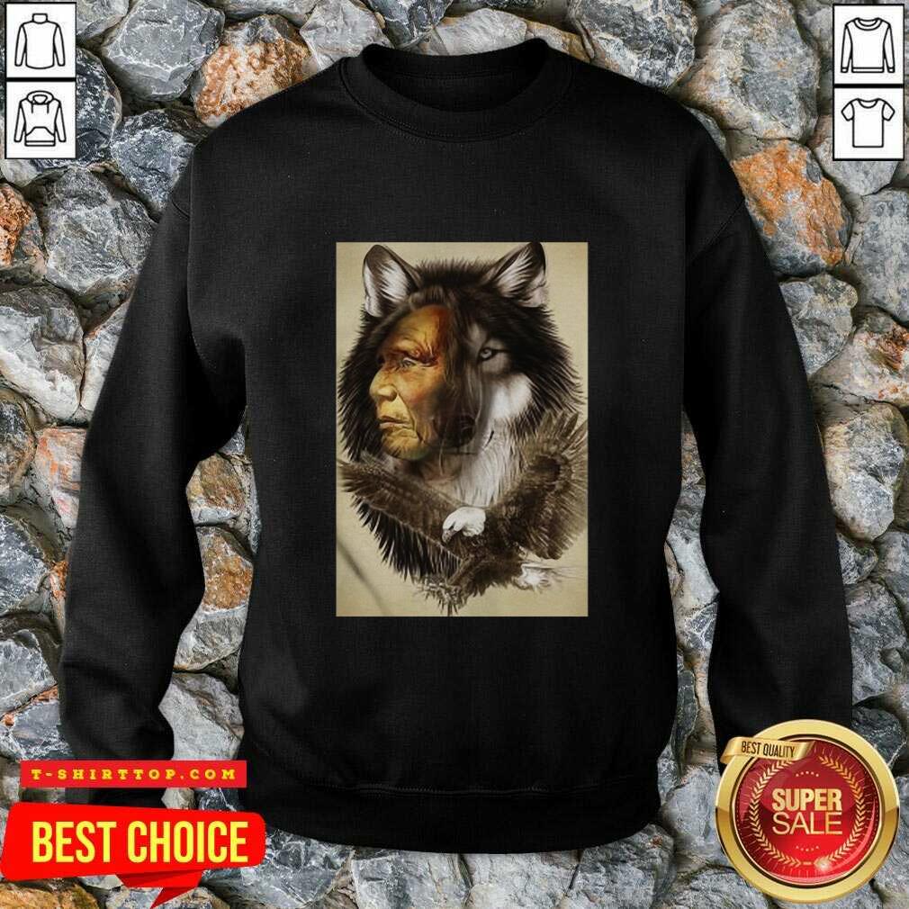 Top Native American Indian Wolf Eagle Shirt