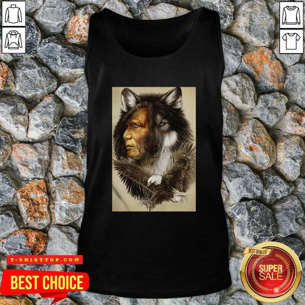 Top Native American Indian Wolf Eagle Shirt