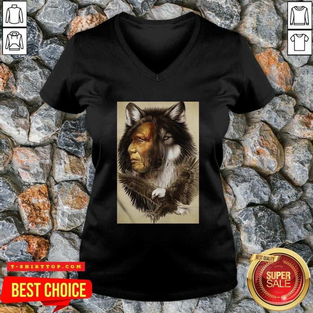Top Native American Indian Wolf Eagle Shirt