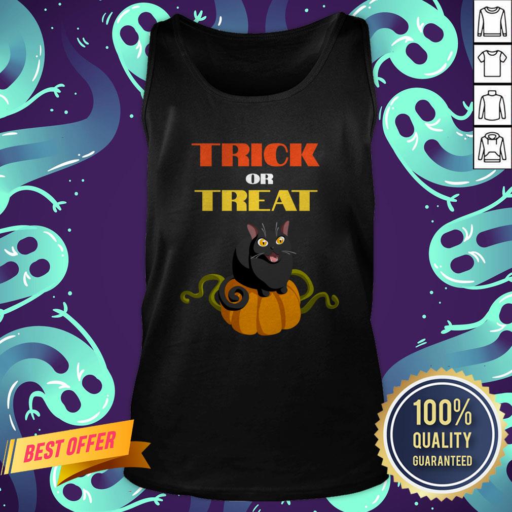 Trick Or Treat Funny Pumpkin Cat Halloween Shirt