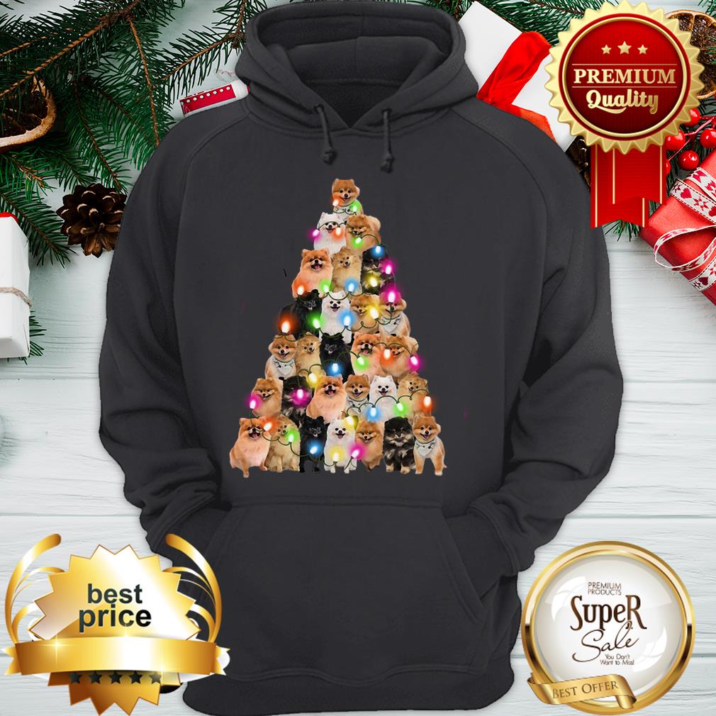 Xmas Tree Pomeranian Dog Light Christmas Shirt