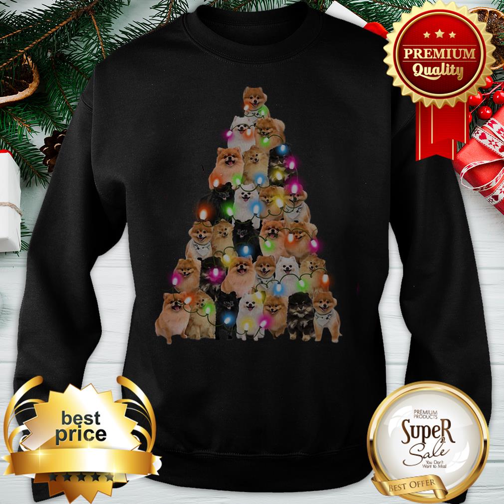 Xmas Tree Pomeranian Dog Light Christmas Shirt