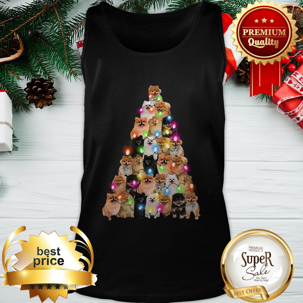 Xmas Tree Pomeranian Dog Light Christmas Shirt