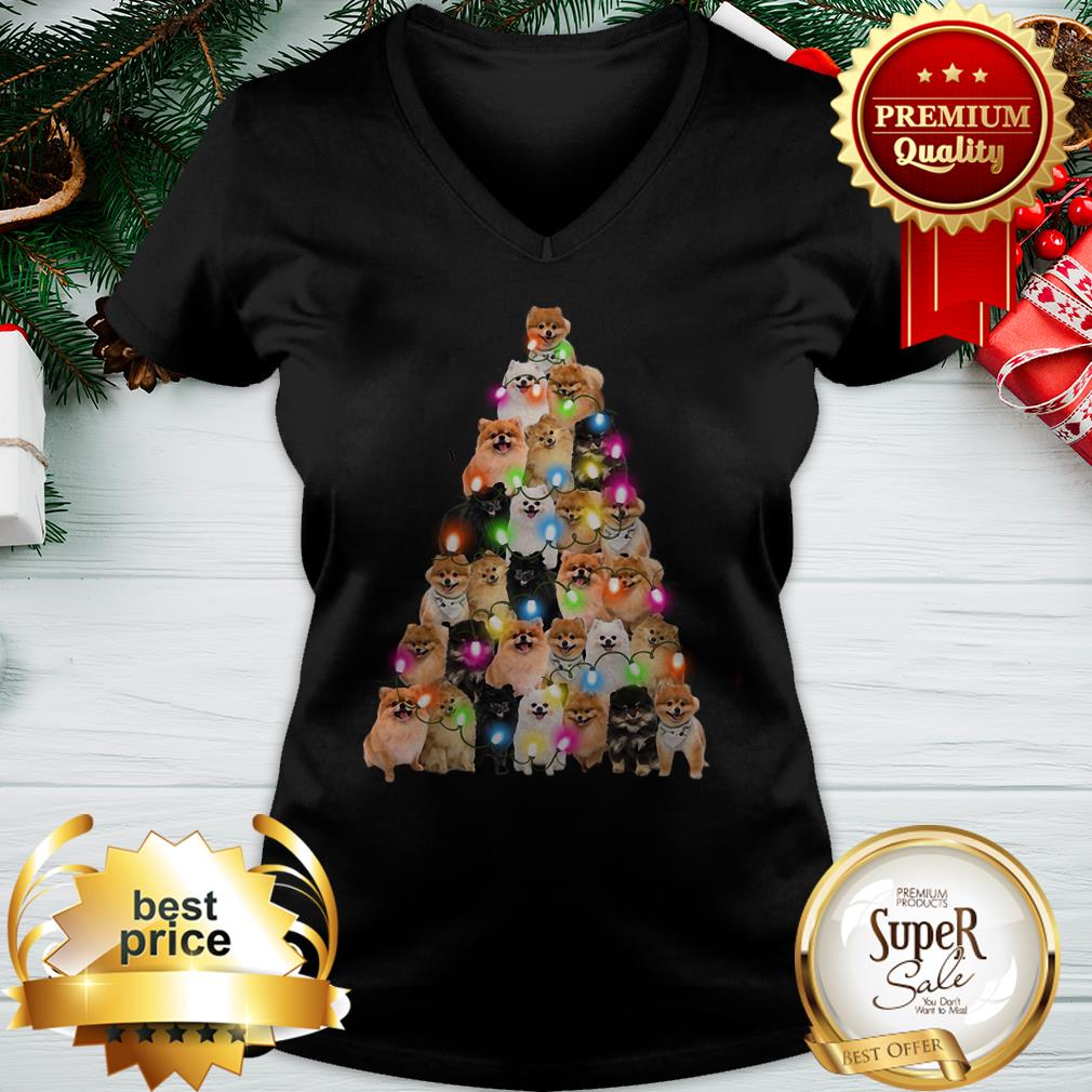 Xmas Tree Pomeranian Dog Light Christmas Shirt