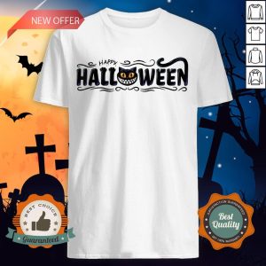Happy Halloween Women Men Black Cat Pumpkin Face T-Shirt
