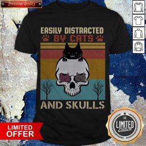 Easily Distracted By Cats And Skulls Day Of The Dead Vintage Shirt