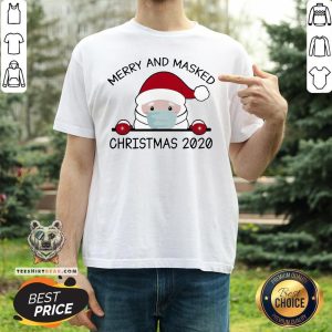 Cute Santa Face Mask Merry And Masked Ugly Christmas 2020 Shirt