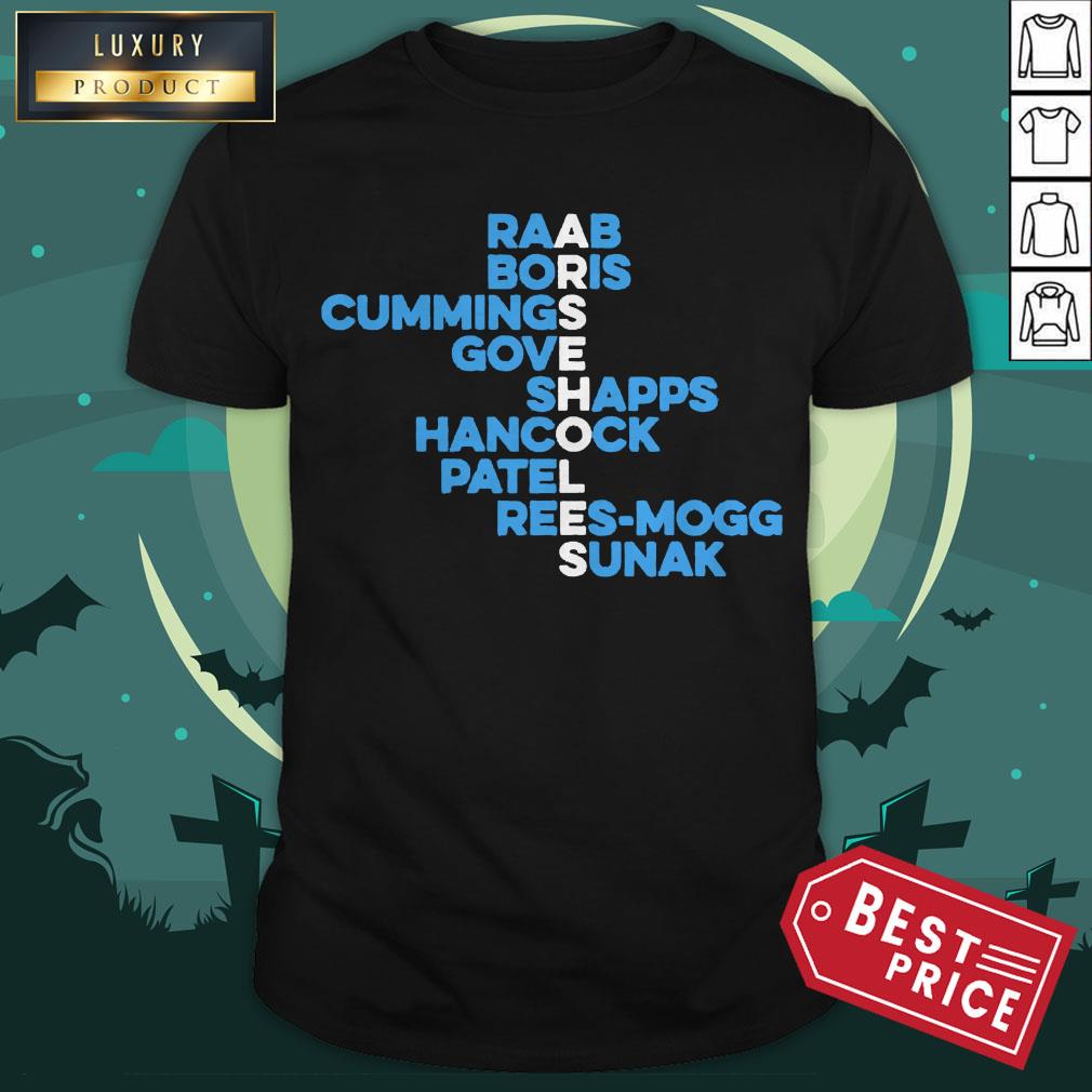 Raab Boris Cummings Gove Shapps Hancock Patel Reesmogg Sunak Shirt