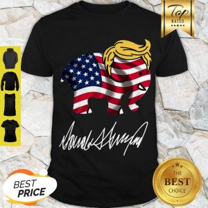 Awesome Elephant American Flag Donald Trump Signature Shirt