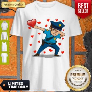 Nice Dabbing Policeman Red Heart Love Valentines Day Lovers Gift Shirt