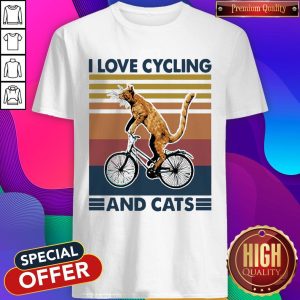 Cat I Love Cycling And Cats Vintage Shirt