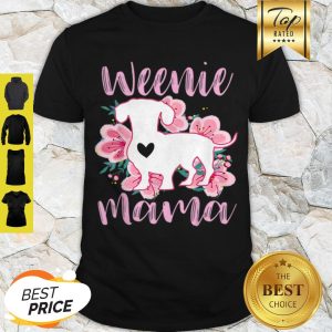 Premium Dachshund Mama Wiener Dog Pink Flowers Cute Weenie Mom Gift Shirt