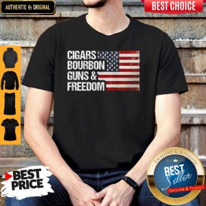 American Flag Cigars Bourbon Guns And Freedom Shirt