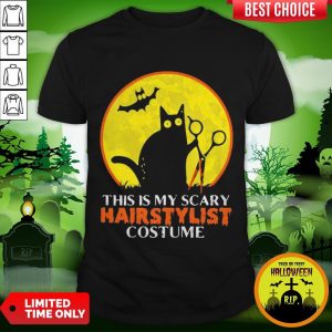 Halloween Black Cat This Is My Scary Hairstylist Costume Sunset Shirt