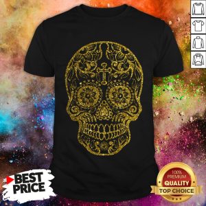 Golden Sugar Skull Dia De Los Muertos Shirt