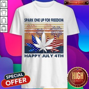 Weed Fireworks Spark One Up For Freedom Happy July 4th Independence Day Shirt