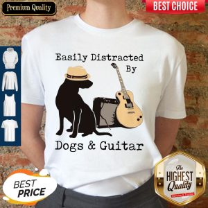 Official Easily Distracted By Guitar And Dogs Shirt