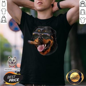 Funny Rottweiler With Cigar Wearing Aviator Sunglass Shirt
