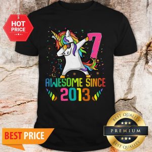 Awesome Since 2013 7 Years Old 7th Birthday Unicorn Dabbing Shirt