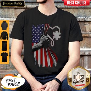 Autism Awareness Heart American Flag Veteran Independence Day Shirt