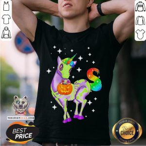 Pretty Unicorn Skeleton Happy Halloween Shirt