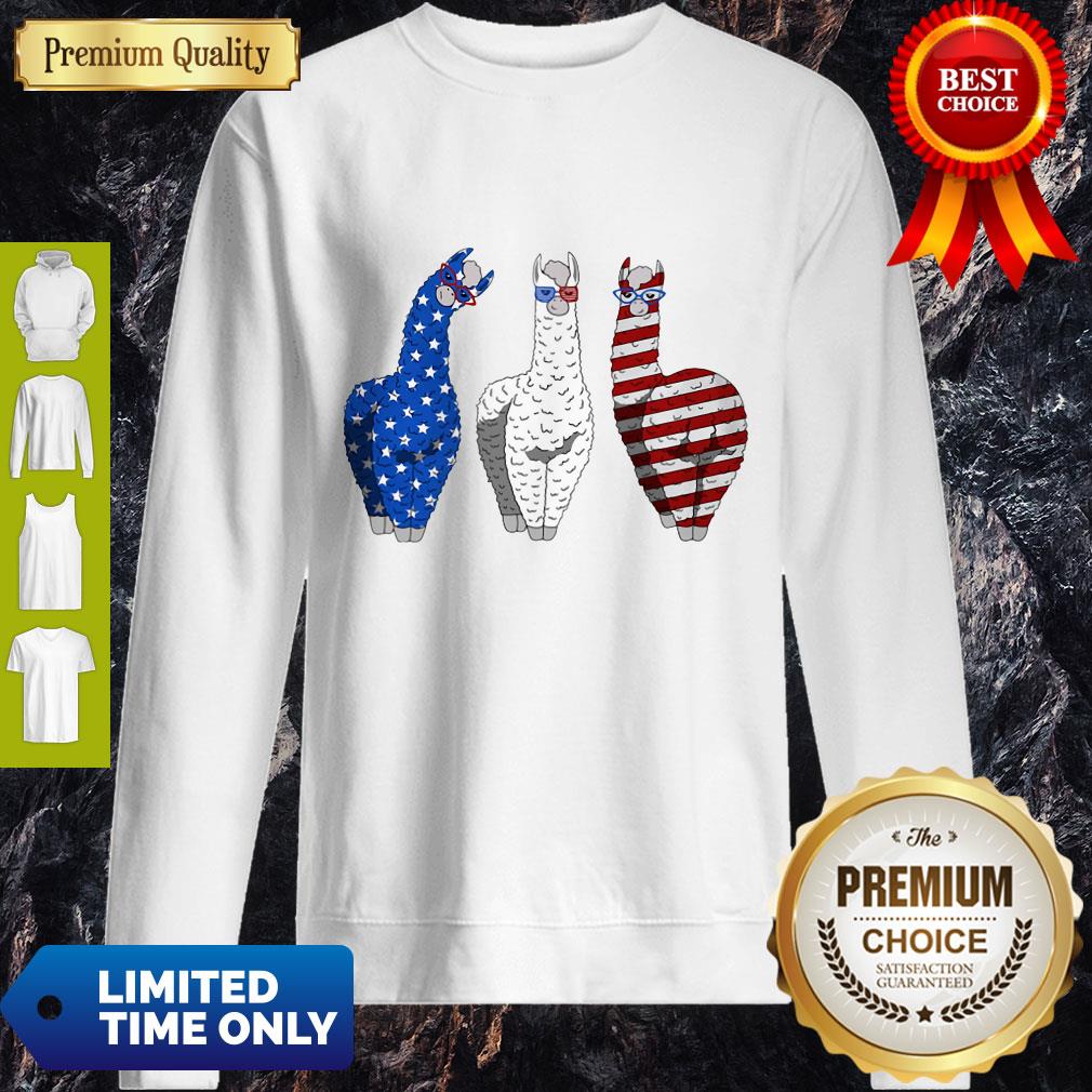 Llama American Flag Veteran Independence Day Shirt