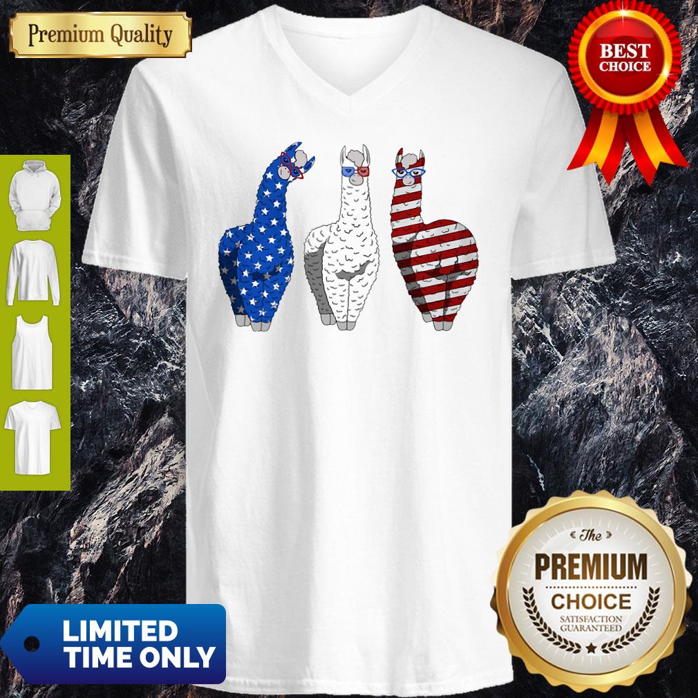 Llama American Flag Veteran Independence Day Shirt