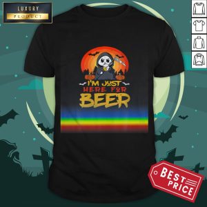 I'm Just Here For Beer Halloween Halo Funny Ghost Shirt