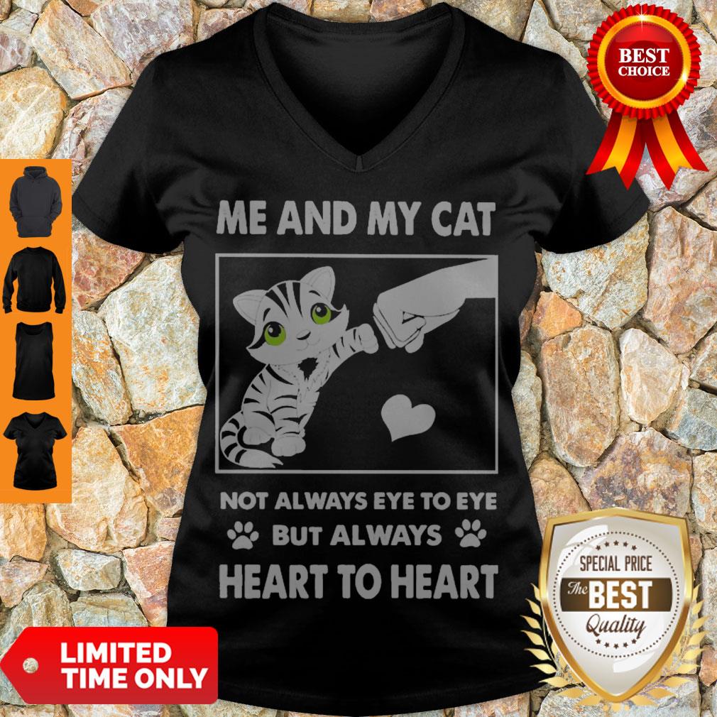Top Me And My Cat Not Always Eye To Eye But Always Heart To Heart Shirt