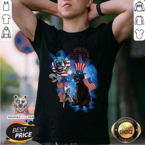 Black Cat Independence Day American Flag Rose Shirt