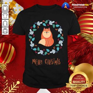 Premium Floral Christmas Woodland Fox T-Shirt