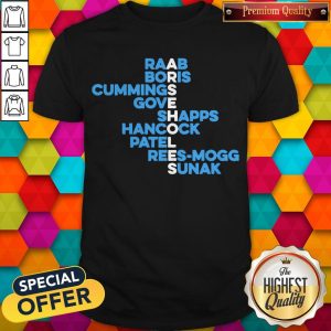 Arseholes Raab Boris Cummings Gove Shapps Hancock Patel Rees Mogg Sunak Shirt