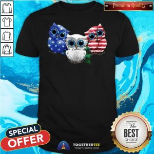 Cute Owls American Flag Shirt