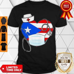 Premium Puerto Rico Flag Heart Nurse Stethoscope Shirt