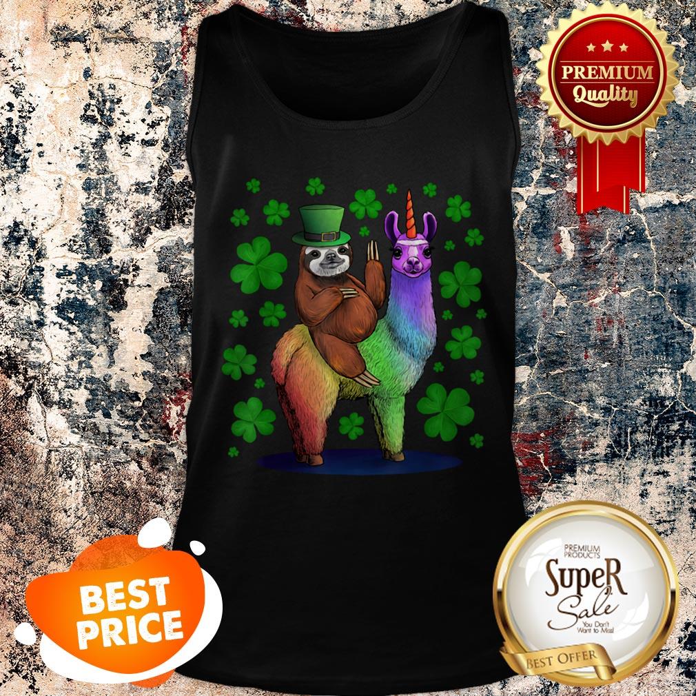 Nice Leprechaun Sloth Riding Llama Unicorn St Patricks Day T-shirt