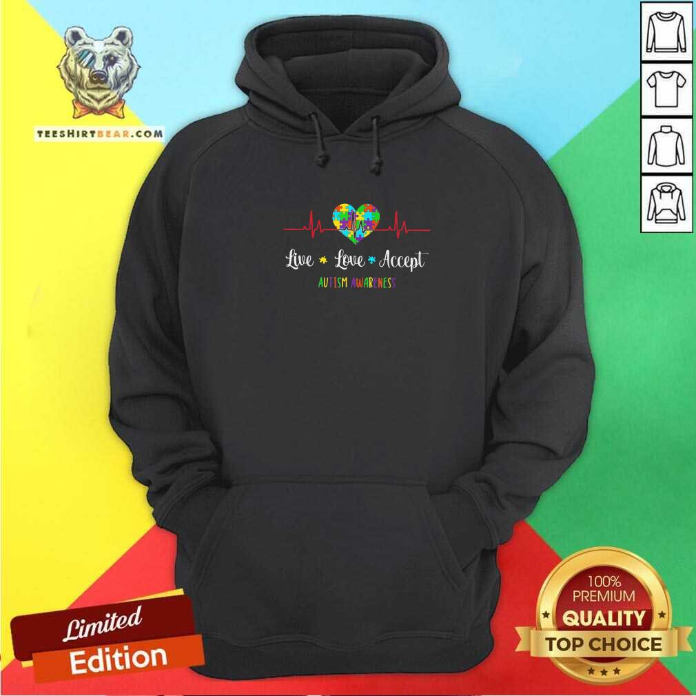 Awesome Live Love Accept Autism Awareness Heartbeat Shirt