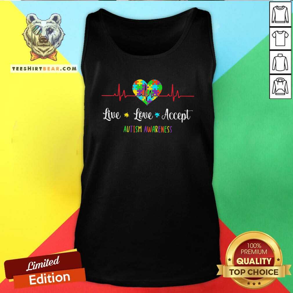 Awesome Live Love Accept Autism Awareness Heartbeat Shirt