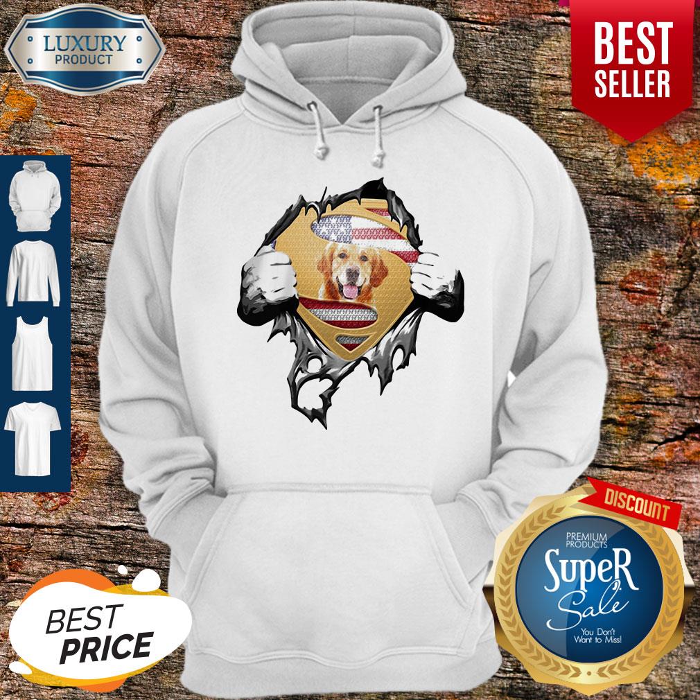 Blood Insides Superman Golden Retriever American Flag Independence Day Shirt